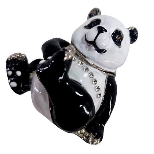 Panda bear hinged trinket box - hinged,